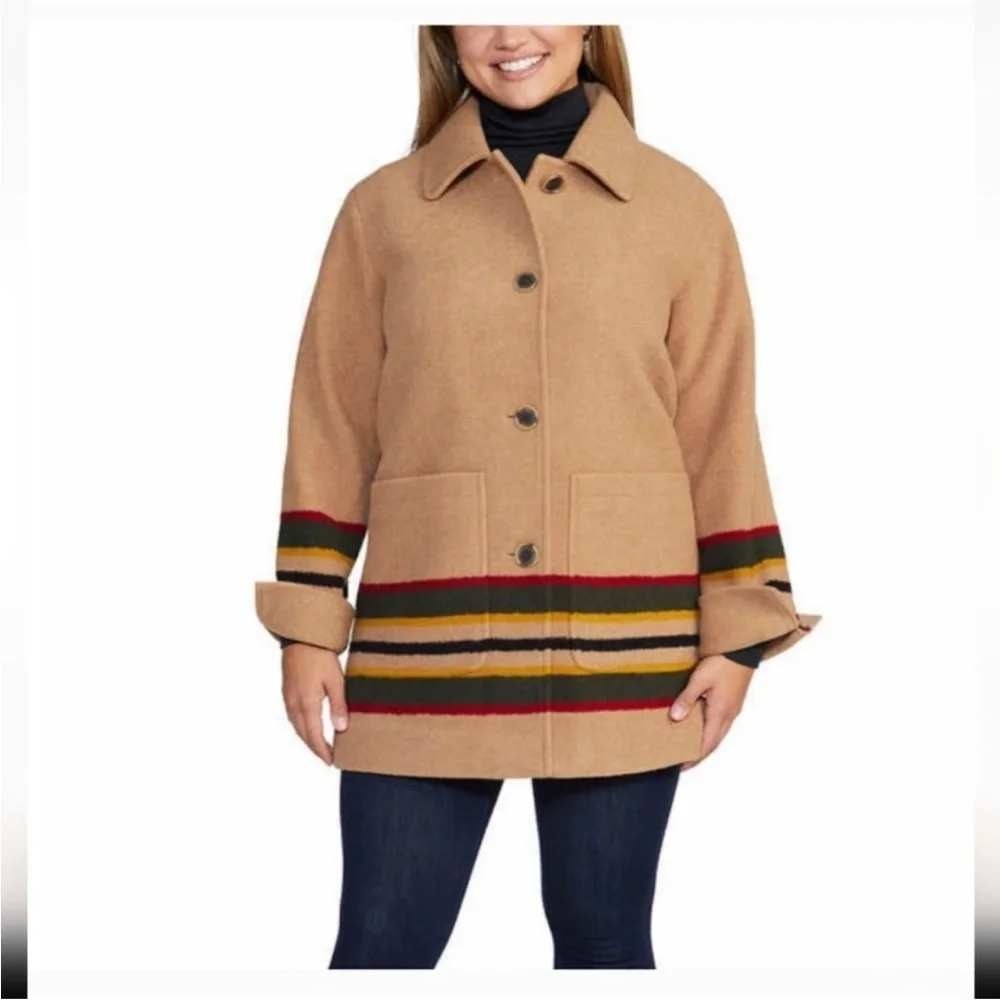 Pendleton NWT Womens Wool Blend Walker/Topper/Car Coat Tan Small - Picture 2 of 11